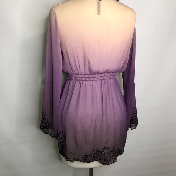 Mushkaby Aienna Rose sheer BOHO tunic top S NWOT - Picture 5 of 7